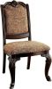 Traditional Formal Set of 2 Side Chairs Brown Cherry Solid wood Chair Padded Fabric Upholstered Seat Kitchen Dining Room Furniture