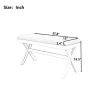 TOPMAX Farmhouse Rustic Wood Kitchen Upholstered Dining Bench, Beige+White