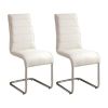 Contemporary White Padded Leatherette 2pc Side Chairs Set of 2 Chairs Kitchen Dining Room Metal Chrome Legs
